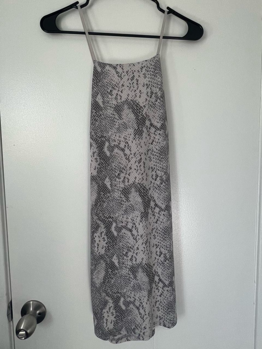 Gray Snake-Print Slip Dress